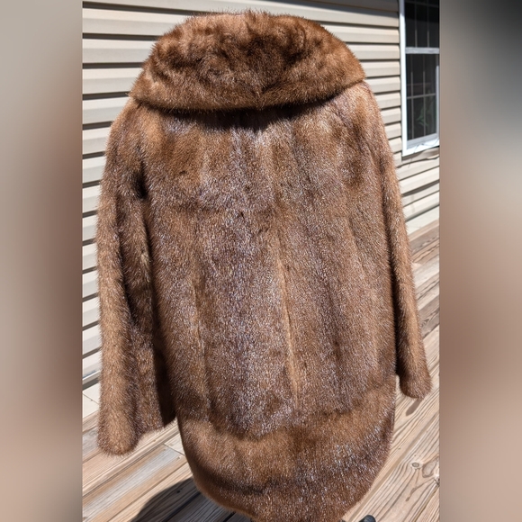 Vintage genuine mink fur jacket Shillitos fur Salon leather belt 50-60s coat - Picture 4 of 17